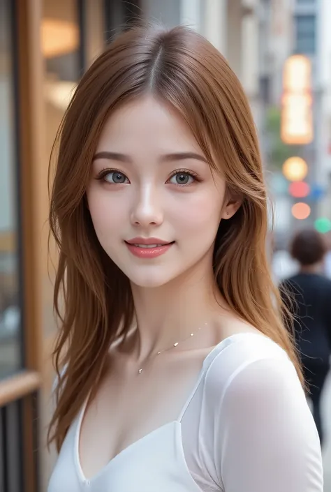  Beautiful Japanese virtual idol  ,   Detailed Digital Avatars   ,  Bright Holographic Figure , Clear Glowing Skin   ,  detailed facial features ,  charming smile like snow , Delicate Expression,  Long Flowing Hair ,  Elegant Pose  ,   Surreal Futuristic E...