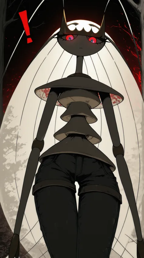 ((Pheromosa from Pokemon)), White Body,white misty forest Background,Wide Hips, Thin Waist, Very Thin Waist, ((Wasp Waist)), Solo, vibrant colors, cel shading, Simplistic Art Style, solo, (red single exclamation mark:1.5),((glowing red eyes:1.4)),(oyabun),...