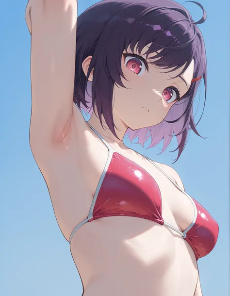 Mikazuki Shizuka, short hair, purple hair, hair ornaments, hair clip, PinkEye, bangs,sideburns, masterpiece, Highest Quality, 8k, high resolution, super detailed,HDR, 超high resolution, ultra-fine painting, clear focus, Physically Based Rendering, Extremely...