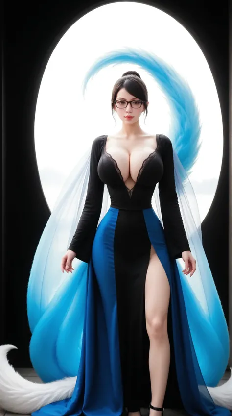 Full body Photo, full-length portrait of extremely perfect quality, front view, head-on view, front view, Standing straight, Facing front, well-lit face, slim heart-shaped face, extremely detailed body details, very perfect eyes, ultra realistic eyes, Two-...