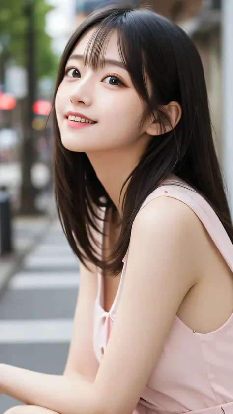 table top, Highest Quality, shape, very detailed, is fine, high resolution, 8K Wallpaper, 完璧なダイナミックな構shape, beautiful eyes and attention to detail, Tokyo Trends夏ファッション,Tokyo Trends& Cute hairstyles to wear pink summer clothes , big boobs, Natura...