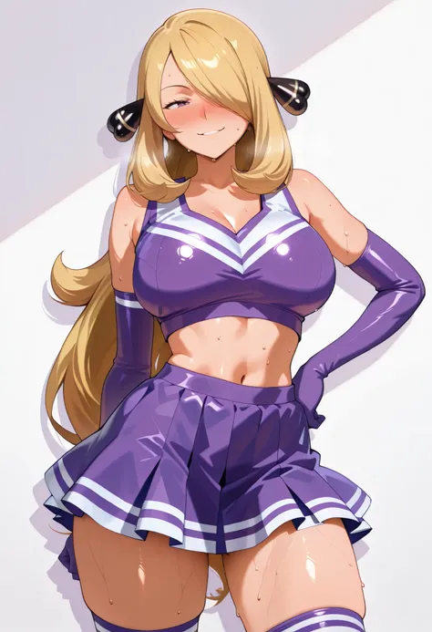 masterpiece, best quality, very aesthetic,cynthia_\(pokemon\),,, thighhighs, 1girl, solo,, large_breasts,,,, alternate_breast_size, commentary_request, hair_over_one_eye, looking_at_viewer, COWBOY SHOT, open_mouth, elbow_gloves,,, , looking at viewer, NOS...