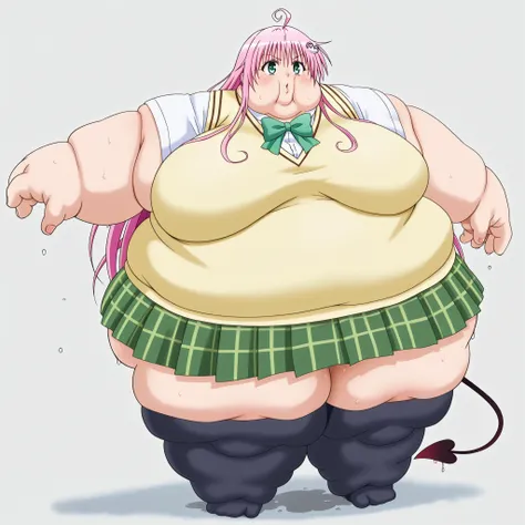 laladeviluke,
lala deviluke, long hair, pink hair, tail, ahoge, bangs, hair ornament, green eyes,
demon tail, green skirt, plaid, plaid skirt, sainan high school uniform, school uniform, skirt, sweater vest, thighhighs, yellow sweater, short sleeves, bow,...