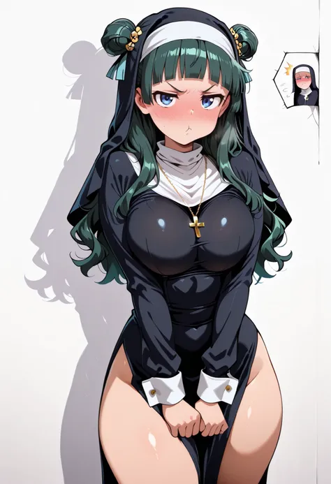 score_9, score_8_up, score_7_up, score_6_up, score_5_up, score_4_up, masterpiece, high quality, BREAK, 1girl,,, sfw, looking at viewer, nose blush, shiny legs, shiny body, shiny hair, clear skin, clear body,, large breasts, white background, simple backgro...