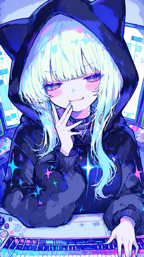 hacked,ハッカーのwomanhood,パソコンの前でhackedしている,keyboard,womanhood,1girl,,,Cyber,,sexy,,smug,,dynamic,anime,masterpiece,Highest Quality,great quality,very beautiful,Newest,