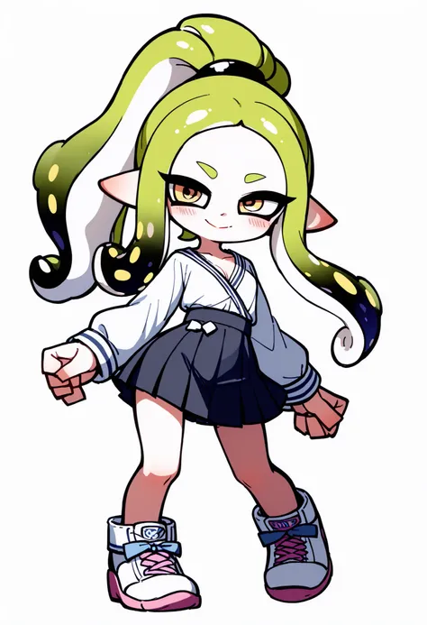 nsfw、masterpiece、high resolution、Highest Quality、Slightly strong contrast、Realistic、deformed、1 cute Splatoon girl、Inkling、Full Body、detailed face、beautiful faces、Big, Cute Eyes、beautiful eyes、golden eyes、long lashes、plump lips、Rouge、Blush、Slightly Smiling、...