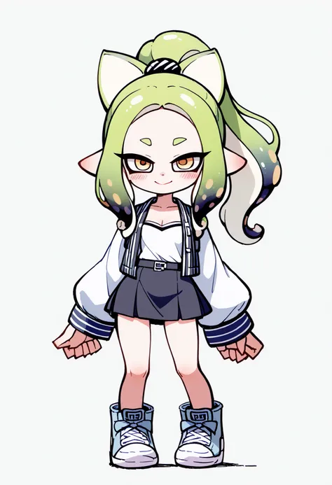 nsfw、masterpiece、high resolution、Highest Quality、Slightly strong contrast、Realistic、deformed、1 cute Splatoon girl、Inkling、Full Body、detailed face、beautiful faces、Big, Cute Eyes、beautiful eyes、golden eyes、long lashes、plump lips、Rouge、Blush、Slightly Smiling、...