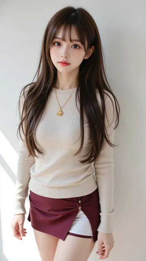 (Babyface:1.3、Japanese teenager:1.3)、(super mini skirt:1.5, Trendy mini down jackets:1.3、High Niso:1.5)、(Full Body Slender Body)、(detailed legs on the wall:1.3、thin thighs:1.2、Beautiful legs)、(Women's Tiny Hands and Feet:1.2)、Highest Quality、Highest Image ...