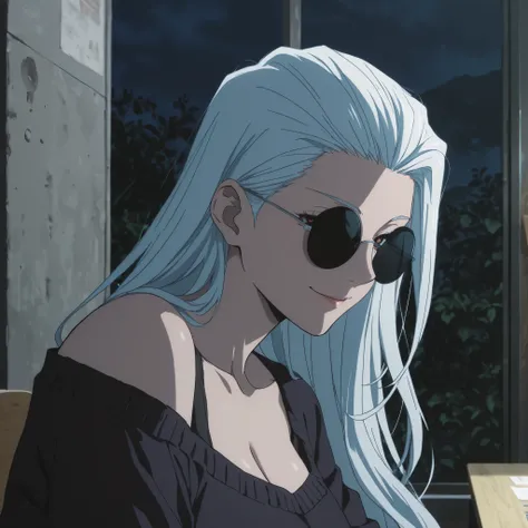 score_9, score_8_up, score_8, best quality,masterpiece,4k, anime_source, gojo satoru, genderswap \(mtf\), very long hair, long white hair, stunning color, female focus, BREAK, 1girl, mature, looking at the viewer, smile, perfect composition, BREAK, perfect...