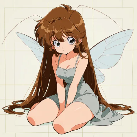 masterpiece, ultra-HD, impressionism, high detail, best quality, very aesthetic, 8K, best quality, beautiful, ultra-high resolution, 32K UHD, sharp focus, hrn_yc Style, bokeh, retro artstyle, 1990, 1girl, solo, cockroach girl, very long brown hair, hair be...