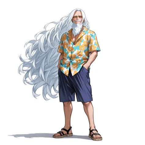 (male), (old man), (slim body), (white hair), (very long hairstyle), (yellow eyes), (short beard),, (solo), (single character), (full body version), (white background), (no background), (highly detailed), (shadow), (standing pose), (natural light), (detail...