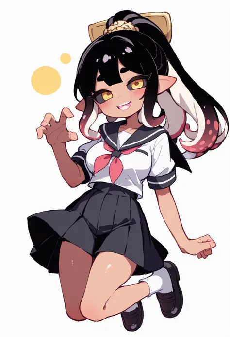 nsfw、masterpiece、high resolution、Highest Quality、Slightly strong contrast、Realistic、deformed、1 Cute Splatoon Girl、Inkling、Full Body、detailed face、beautiful faces、Big, Cute Eyes、beautiful eyes、Black Sclera、golden eyes、long lashes、plump lips、Rouge、Blush、Slig...