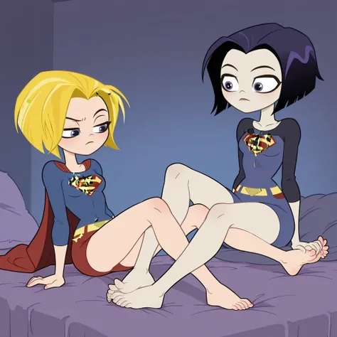 2 girls, ((supergirl)) He licks the feet of ((raven)), Of of ttg,
