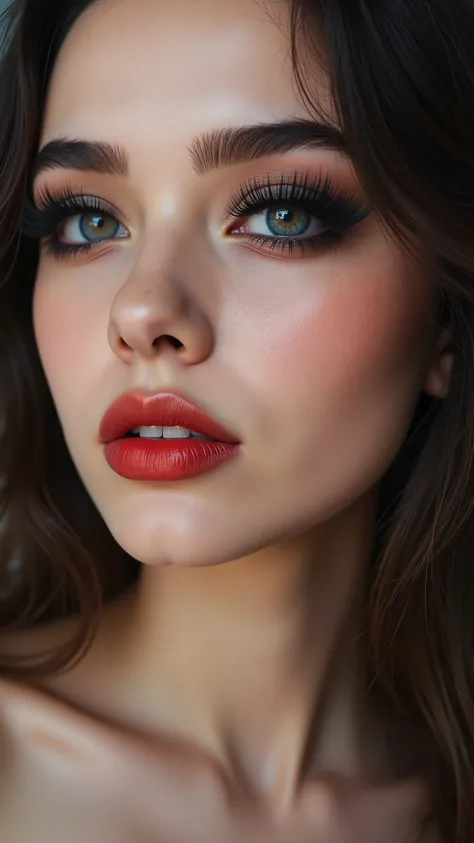 realistic (photorealistic Realism) , (Key Directive: - "The priority is the anatomical accuracy and texture of the materials" - "Ultra-sharp human eyes with biological accuracy") (ultra realistic texture details: velvety skin, hair), long Lashes: individua...