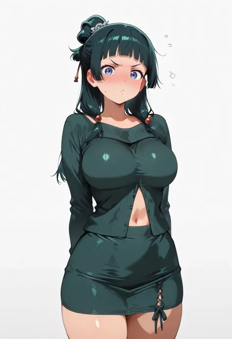 score_9, score_8_up, score_7_up, score_6_up, score_5_up, score_4_up, masterpiece, high quality, BREAK, 1girl, navel, midriff, rounded breasts, thick breasts, sfw, looking at viewer, nose blush, shiny legs, shiny body, shiny hair, clear skin, clear body,, l...