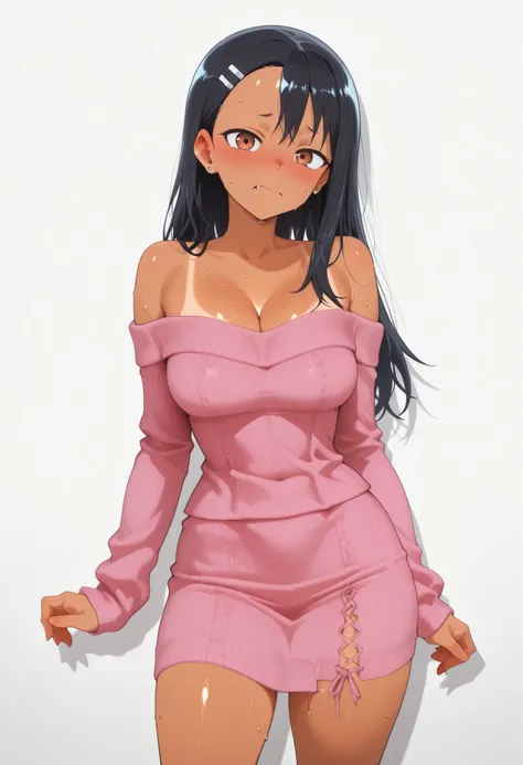 core_9, score_8_up, score_7_up, score_6_up, score_5_up, score_4_up, masterpiece, high quality, BREAK, 1girl, 1girl,, looking at viewer, nose blush, shiny legs, shiny body, shiny hair, clear skin, clear body, solo, thick thigh, thick thighs, solo, female, l...