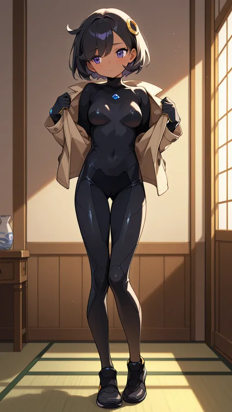 score 9, score 8 up, score 7 up, ultra-detailed, (best quality, masterpiece, ultra detailed, ultra high res, absurdres, high-resolution, highest quality, very aesthetic), source anime, (detailed face), depth of field, petite, emmapokeza, (dark-skinned fema...