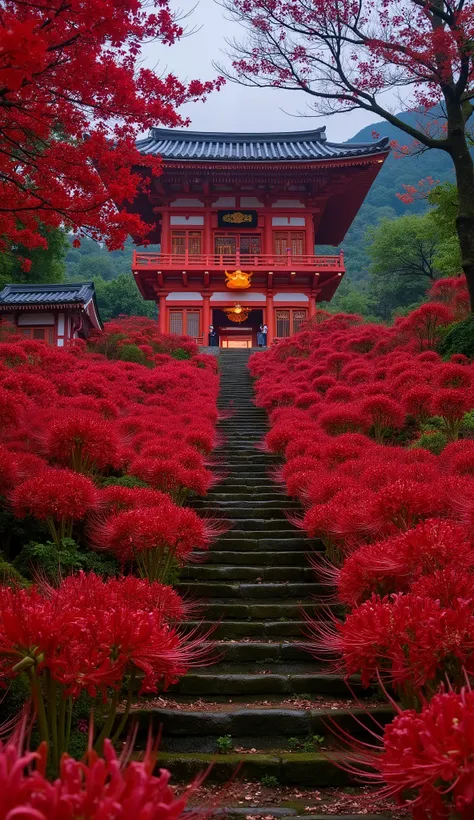 (古いAs I climbed the mossy stone steps, 、a vermilion Japanese temple appears:1.5),(Japanese-style templeと石灯籠:1.5),(As I climbed the mossy stone steps, 、A magnificent old shrine appears:1.5), (A beautiful world dyed in the sunset:1.5),A mysterious world),fan...