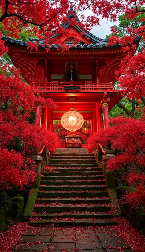 (古いAs I climbed the mossy stone steps, 、a vermilion Japanese temple appears:1.5),(Japanese-style templeと石灯籠:1.5),(As I climbed the mossy stone steps, 、A magnificent old shrine appears:1.5), (A beautiful world dyed in the sunset:1.5),A mysterious world),fan...