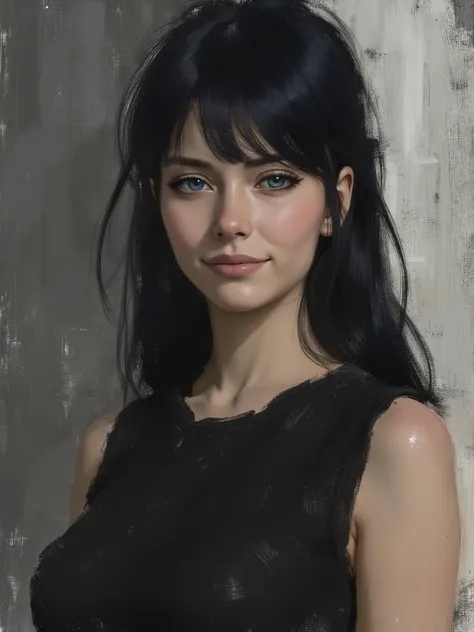 sketch painting, marinette Dopanchan, hellsing_ultimate_style, A very beautiful and cute 22 year old woman with a slight smile. (((Shy smile))), sharp focus on the face, (((Western eyes:1.5))), (((Extremely detailed ice-blue eyes, beautiful eyes, beautiful...