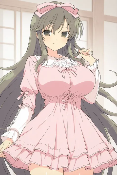  1 girl, clothing,Cute dress, smile, solo, front, cowboy shot, general, masterpiece,Senran Kagura,