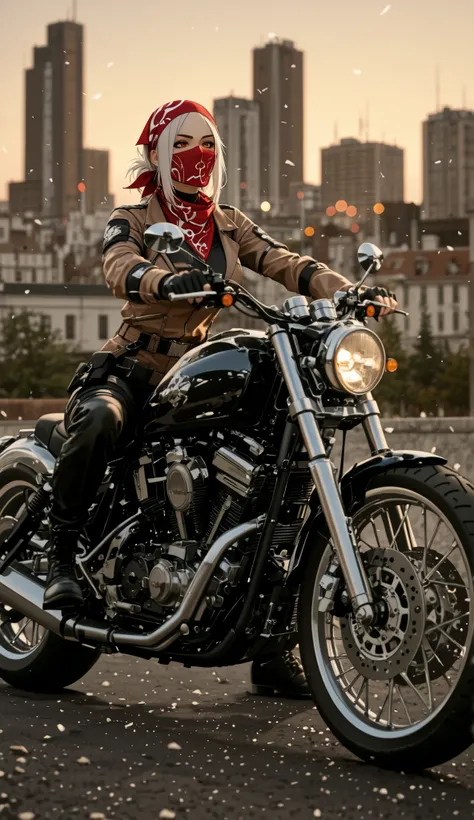 araffe on a мотоцикл with a bandana on his head, picture of a female байкер, picture of a male байкер, chrome мотоцикл parts, крутой вид, мотоциклs, мотоцикл, стиль чернил, харлей-дэвидсон, байкер, в стиле Себа Маккиннона , riding a мотоцикл, харлей-дэвид...
