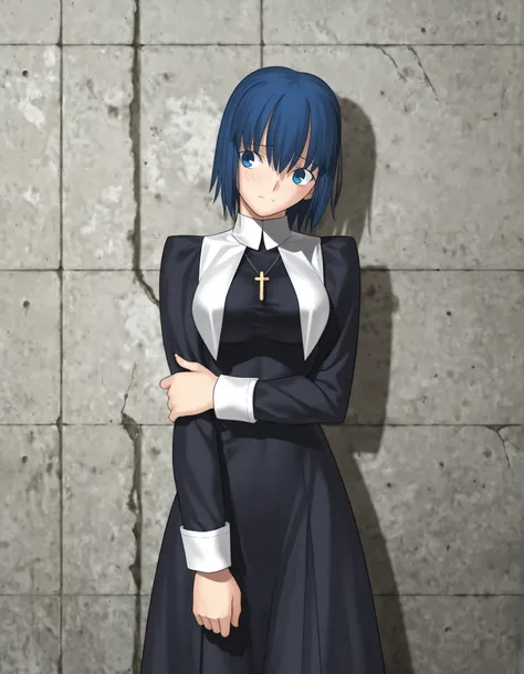 masterpiece, , absurdres, highres, detailed background, high resolution, masterpiece, necessary, detail, best quality, quality, necessary, details, High details, Precise, , , outdoors, , (cowboy shot), ((light gray concrete wall)), (cinematic light), , sol...