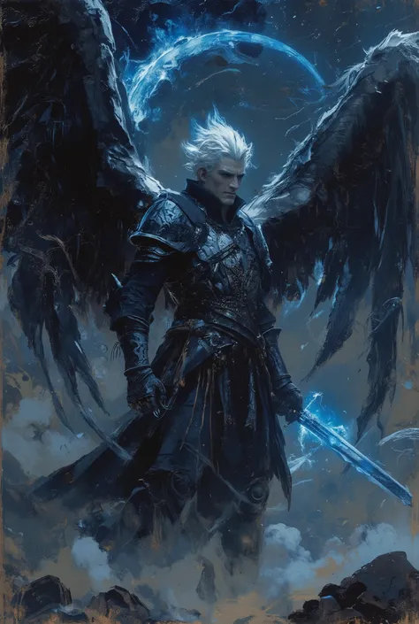 best, highest quality, ultra high resolution, extremely high level of detail masterpiece Surreal impressionistic depiction of a epic dark entity, the Archangel Samiel, the Venom of God. Create a exquisitely expressed eldritch illustration of a confident ma...