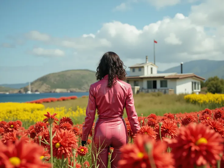 masterpiece、最High Quality、High Quality、 Detailed CG Unity 8K Wallpaper 、 scenery、Admire the prairie、窓の外の scenery、colorful flowers、The ocean beyond the prairie、nature、Scandinavian house facing the ocean、There is a fishing boat、blue sky that seems to pass th...