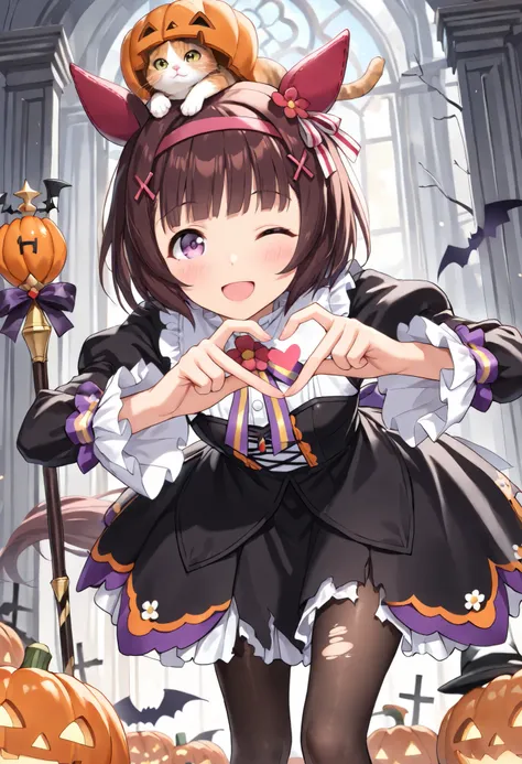 (masterpiece, best quality, perfect face:1.4), wide angle, nishino flower \(umamusume\), 1 girl, horse ears, ((ear cover)), ear ornament, hair ornament, pink headband, small breasts, horse tail, tail on the lower back, proportional body, proportional,beaut...