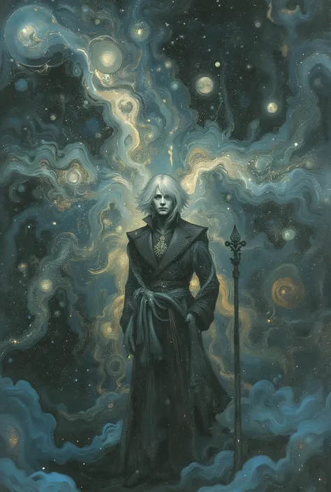 Inspired by the world of Michael Whelan, Keith Parkinson, the Gothic fantasy of Gerald Brom, and Dave Mckean. And Italo Calvino's invisible Cities. He is handsome, animated, mercurial, witty and a mad genius with the manners of an aristocrat. Age varying ...