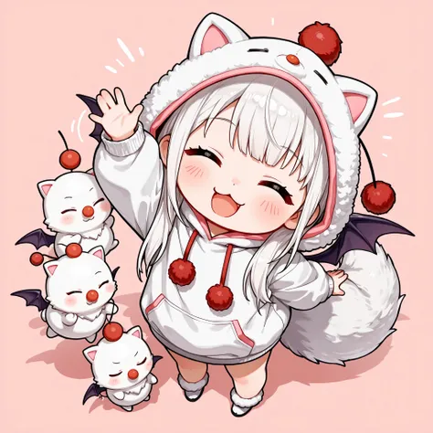 (masterpiece), (best quality), chibi, stylized, around 2.5 to 3 heads tall, small body, proportionally big head, official art style, thick outlines, clean lines, vibrant colors, cute, expressive,
1 (chibi girl),(solo),white hair,long hair,straight hair,bab...
