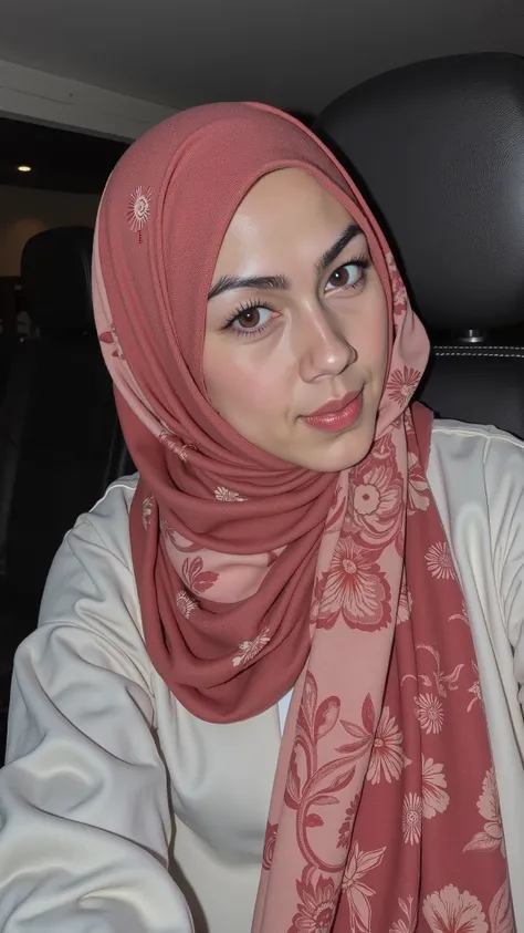 hyper HD, Masterpiece, Textured skin, 4K, Best quality of potrait a Beautiful hijab asian woman white fairy skin wearing dress , close-up half body , perfect hijab, detail veil , hyper realistic scarf and ornate on her side big back head hijab on likely hi...