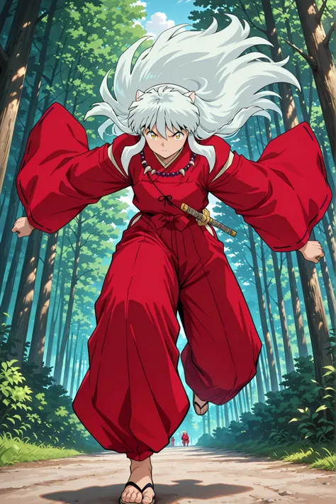 inuyasha,forest, male,1man,,,,action,Dynamic,anime,masterpiece,Highest Quality,Great Quality,very beautiful,Newest,