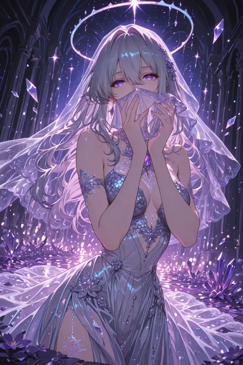 masterpiece, best quality, ultra-detailed, anime style, illustration, fantasy art, highly detailed eyes, luminous, fabulous, magical, soft lighting, stunning composition, bokeh effect, transparent shards, crystal texture, ethereal glow, holographic shards,...