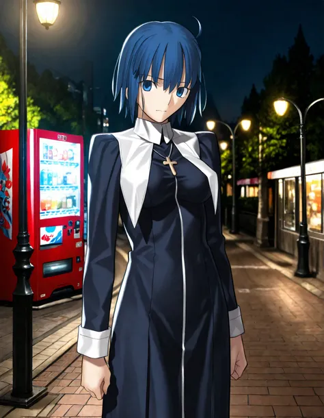 masterpiece, , absurdres, highres, detailed background, high resolution, masterpiece, necessary, detail, best quality, quality, necessary, details, High details, Precise, (street, dark, city, vending machine, night, lamppost, photo background, blurry backg...