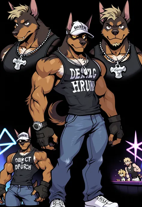 Experienced furry character reference sheet adoptable for Wolfstar, masterpiece , modern day alternate universe, white background, full body, multiple views , best quality , masterpiece , masculine , character sheet , dungeon & dragons , visual novel , fea...