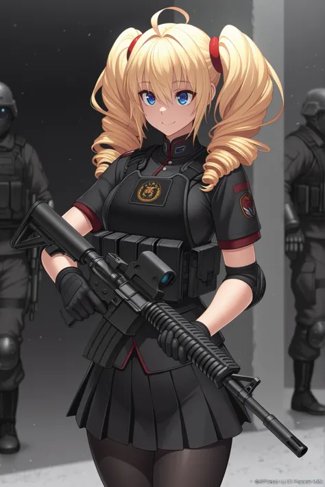 absurdres, (((Ultra HD))), (((Ultra High Quality))), ((hyper detailed)), ((Ultra High Resolution)), (Highly rendered), ((detailed eyes)), (((8K))), ((perfect face)), ((masterpiece)), cinematic, solo, 1girl, tall, smile, cowboy shot, Ravel Phenix, drill hai...