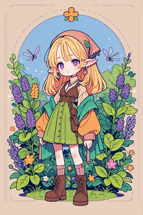 (novuschroma15 style,)(Chibi) Tooth faèrie princess. She has tall, thin miniature physique. She has holographic dragonfly wings. She has pale ivory skin and long pointy elf ears. Her eyes are sky-blue. She has long golden-blonde ringlet loose hairstyle dec...