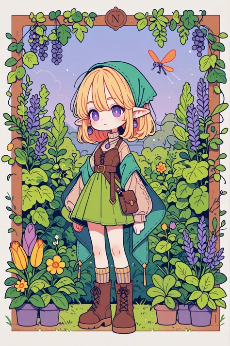 (novuschroma15 style,)(Chibi) Tooth faèrie princess. She has tall, thin miniature physique. She has holographic dragonfly wings. She has pale ivory skin and long pointy elf ears. Her eyes are sky-blue. She has long golden-blonde ringlet loose hairstyle dec...