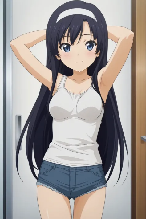 score_9, score_8_up, score_7_up, best quality, masterpiece, source_anime, anime coloring, Hair high revolution, anime screenshot style, official art Shoujo Kyouiku, highter, detailed eyes,
BREAK 
1girl, solo, (saeinagaki, long hair, blue eyes, smile, blush...