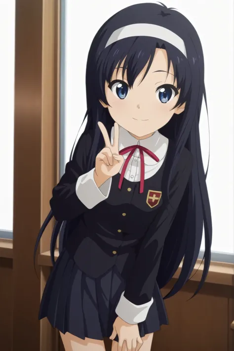 score_9, score_8_up, score_7_up, best quality, masterpiece, source_anime, anime coloring, Hair high revolution, anime screenshot style, official art Shoujo Kyouiku, highter, detailed eyes,
BREAK 
1girl, solo, (saeinagaki, long hair, blue eyes, smile, Eyes ...