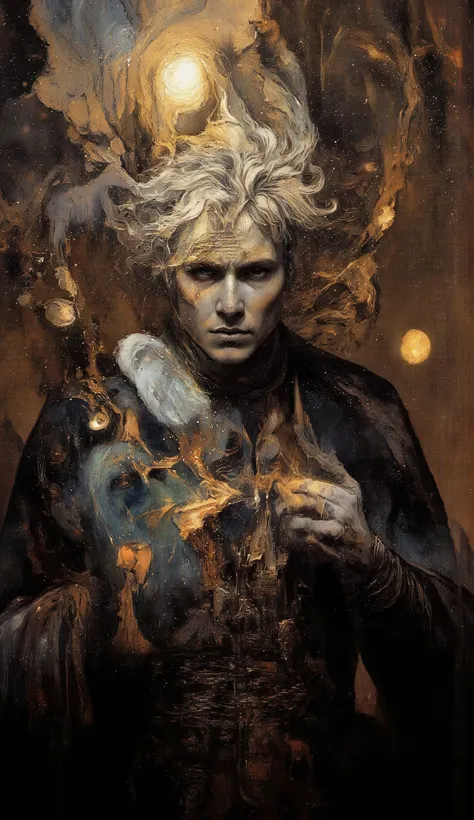 The Inspired by the world of Michael Whelan, Keith Parkinson, the Gothic fantasy of Gerald Brom, and Dave Mckean. And Italo Calvino's invisible Cities. He is handsome, animated, mercurial, witty and a mad genius with the manners of an aristocrat. Age vary...