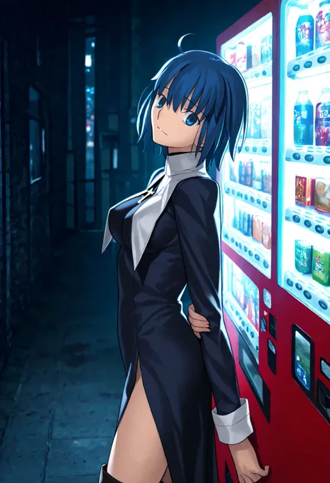 masterpiece, , absurdres, highres, detailed background, high resolution, masterpiece, necessary, detail, best quality, quality, necessary, details, High details, Precise, from side, from above, indoors, (dark, city, vending machine, night, photo background...