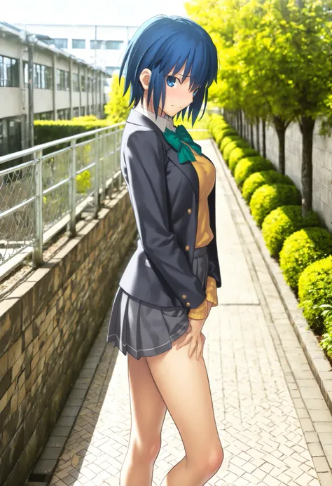 masterpiece, , absurdres, highres, detailed background, high resolution, masterpiece, necessary, detail, best quality, quality, necessary, details, High details, Precise, 8k, outdoors, from above, (school, photo background, blurry background ,),, from side...