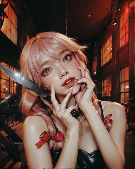 ((GASAI YUNO_MIRAI NIKKI)),((realistic, photorealistic)),(highlight hair)), Light reflection, (( HD )),((upper body)), (((best quality, masterpiece))), (masterpiece) (best quality) (detail) (8k) (HDR) (wallpaper) (cinematic lighting) (sharp focuasterpiece,...