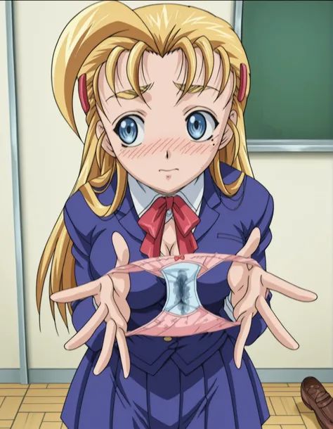 score_9, score_8_up, score_7_up,anime_screenshot,OFFICIAL ART,anime coloring,uncensored, official anime artwork, screencap, anime screencap,BREAK,(nsfw:1.2),sysdeep_miu, miu,1girl, 18yo,solo, blonde hair, long hair, blue eyes, mole under right eyes, slim w...