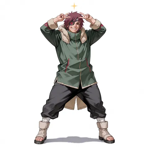 (male), (adult man), (tall body), (fit build), (short messy maroon hair), (brown eyes), (pirate eyepatch on left eye), (confident smile), (solo), (single character), (full body version), (white background), (no background), (highly detailed), (shadow), (st...