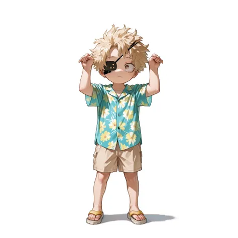 (male), (child boy), (small body), (short messy blonde hair), (brown eyes)), (solo), (single character), (full body version), (white background), (no background), (highly detailed), (shadow), (standing playful pose), (natural light), (detailed outfit), (de...