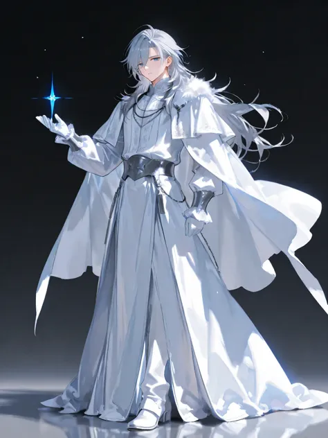 male、Royalty、Long hair、blue eyes、gray hair、middle ages、Full Body